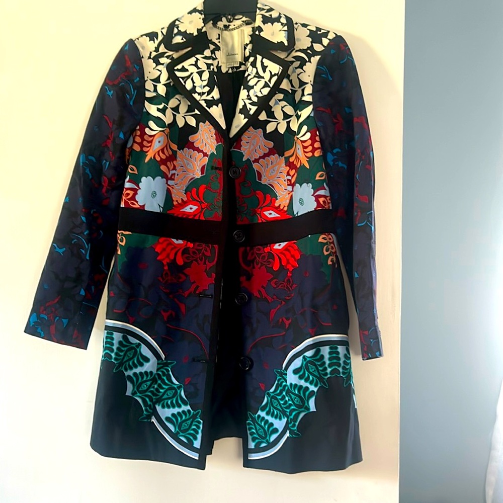 Anthropologie (Elevenses) floral patterned top coat, Size Petite 10